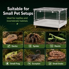 Reptile Enclosure Terrarium 30 Gal 28″x18″x17″ Clear Low Habitat Foldable
