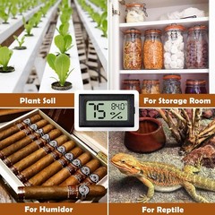 Reptile Thermometer and Humidity Gauge,2PCS Digital 2PCS Rectangular, Black