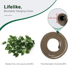 Eco-Friendly 8FT Reptile Vines – Durable, Waterproof Habitat Decor with Leaves