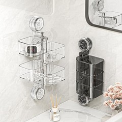 4-Layer Rotating Transparent Suction Cups Wall Mounted Organizer for Small It…