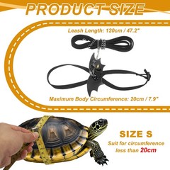Tortoise Leash Harness with Bell Wings Leather Small Black