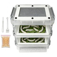 Mealworm Breeding Kit For Reptiles, Birds, And Pets 3-Layer Silkworm Feeder Box