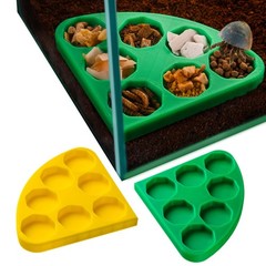 2pcs Hermit Crab Food Bowl, Corner Design, Space-Saving Medium, Green, Yellow