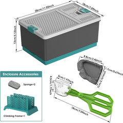 Self-Cleaning Reptile Feeder Insect Habitat with Escape-Proof Lid, Removable Cli