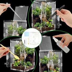 Jumping Spider Terrarium, Complete Acrylic Habitat Kit with Dual Doors, Feedi…