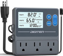 Reptile Temperature and Humidity Controller with Timer Outlet, Day-Night Func…