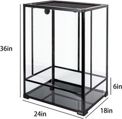 REPTI ZOO 24″ x 18″ x 36″ Reptile Tall Glass Terrarium Rainforest Habitat Double
