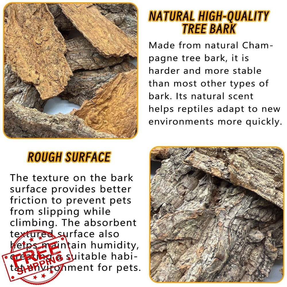BNOSDM Reptile Cork Bark Terrarium Substrate Bedding 0.7 LB