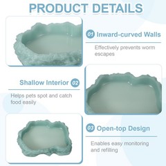 Reptile Food Bowl, Reptile Feeding Dish Corner Bowl l (8.5In, Glow Dark Green)