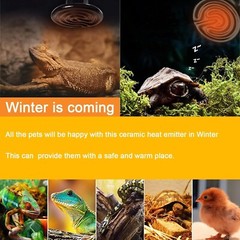 2 pack 100W Ceramic Heat Emitter, Reptile Heat Lamp Bulbs, No Light Emitting