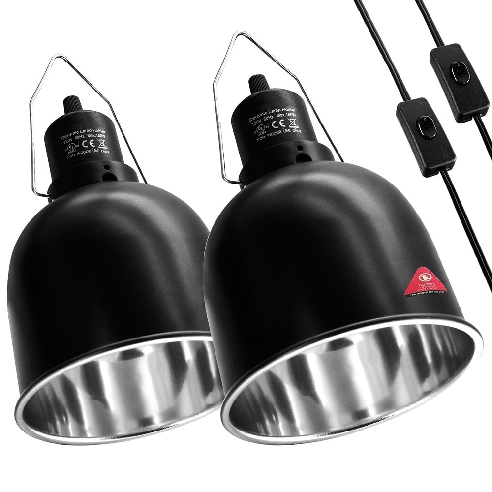 Reptile Heat Lamp Fixtures 2 Pack 5.5 Inch Deep Dome Lampshade Shade Reptile