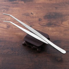 2pcs Stainless Steel Straight and Curved Nippers Tweezers Feeding Tongs