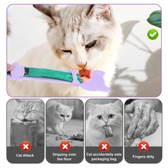 Cat Treat Spoon Squeeze Feeders, Multi-Function Kitten Strip for Wet Food
