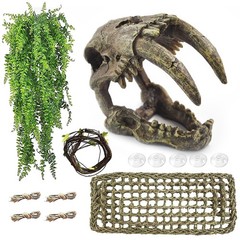 Resin Skull Habitat Hideout Cave Decor Reptile Hammock Lizard Lounger Bearded…