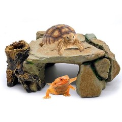 Reptile Hide Cave 9.05×6.29×3.93in Turtle Basking Platform – Safe Hiding Spot