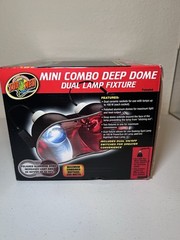 Zoo Med Deep Dome Lamp Fixture, Mini Combo Dual Lamp Fixure 200 Watts With Bulbs