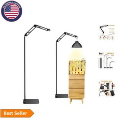 Reptile Heat Lamp Stand – Adjustable Black Metal Support with Hanging Hooks