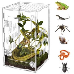 Acrylic Reptile Terrarium Easy Assembly, 360° Clear Keep Pet Secure Design f…