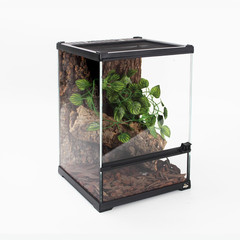 Mini Reptile Glass Terrarium Tank 8″*8″*10″ Full View with Front Opening Door,Am