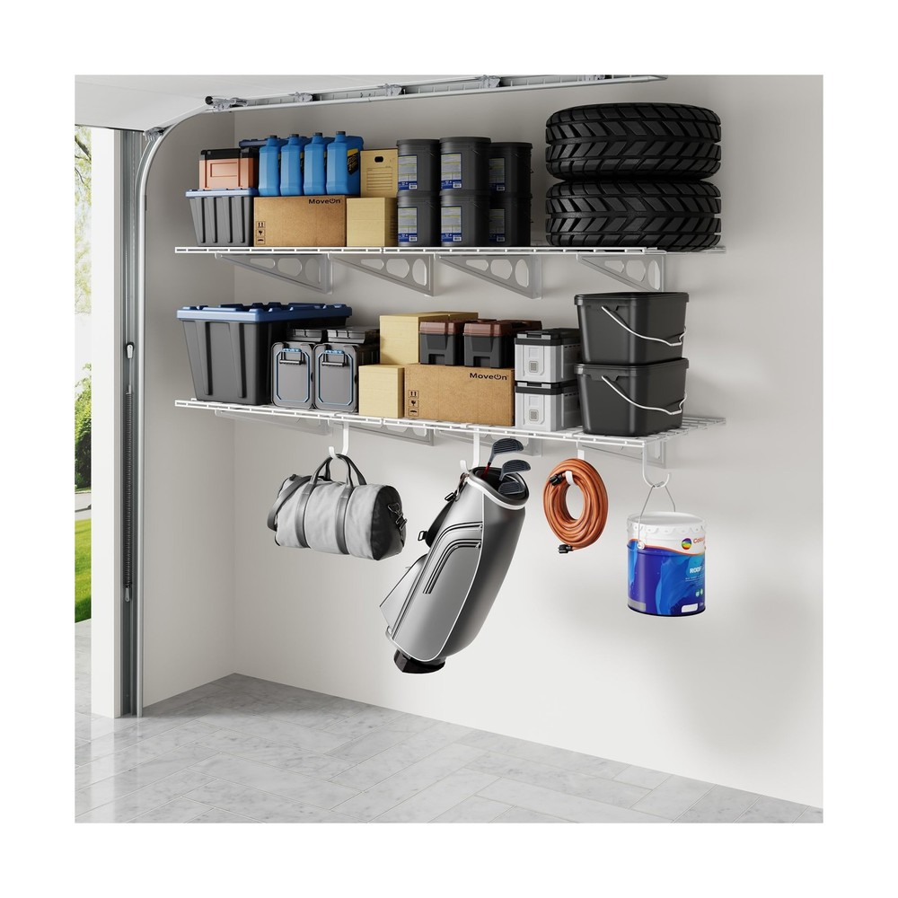 FLEXIMOUNTS 2-Pack 2x6ft Garage Shelving with Hooks, 24-inch-by-72-inch Wall …