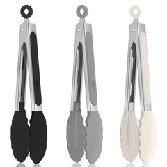 Small Cooking Tongs 7 inch Mini Serving Tongs with Silicone Tips, Set of 3 (B…
