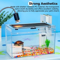 16x10x8 Inch Turtle Tank Kit A High-Definition Aquarium with Heating Lamp, Fi…
