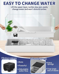Large Turtle Tank (Tank + Water Pump), Acrylic Turtle Tank Starter Kit with Upgr