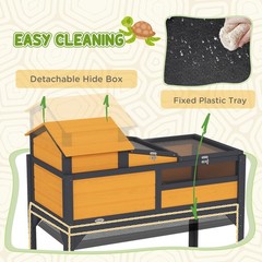 Tortoise Habitat with Adjustable Lamp Holder, Storage Shelf, Yellow