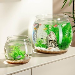 2Pcs Plastic Fish Bowls, 135oz Round Tank 1 Gallon Clear