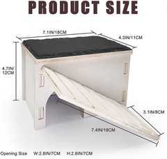 Bearded Dragon Hide Cave W/ Basking Platform,Wooden Lizard Hideout