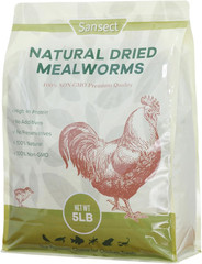 SANSECT 5LB Dried Mealworms, 100% Natural Non-GMO Dried Mealworms for Chickens,