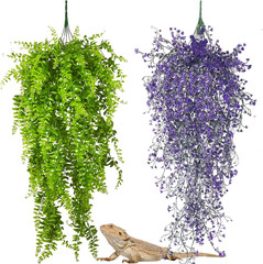2 Pack Reptile Plants Terrarium Hanging Fake Vines with Suction Cup Artificia…