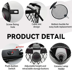2 PCS Retractable Reptile Heat Lamp Guard,Reptile Anti-Scald Mesh Cage Guard Lam