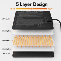 Aiicioo Reptile Heating Pad – Hermit Crab Heater Heat Mat for Reptiles Snake …