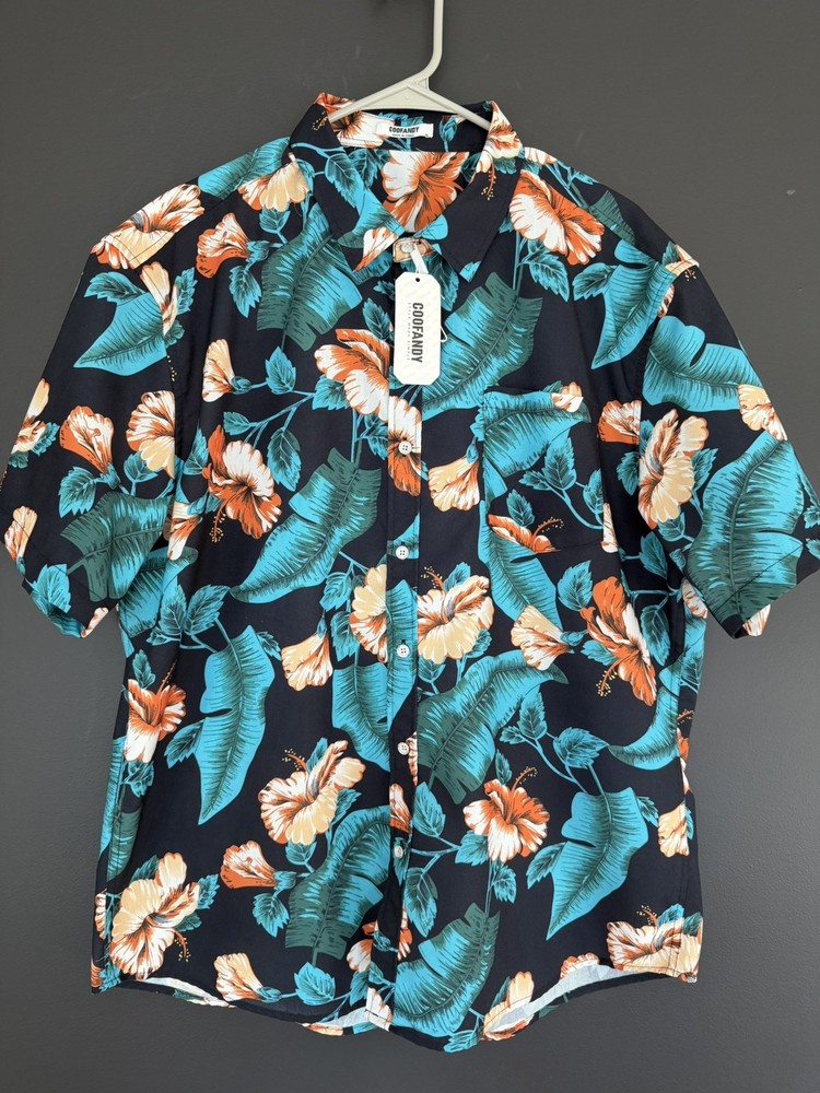 Coofandy Men’s Floral Hawaiian Short Sleeve Button Down Shirt