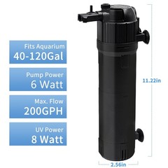 Aquarium Filter Fish Tank Filter with U-V Light, Submersible Aquarium Filter …