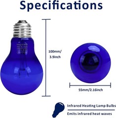 LOT OF 4 – Aiicioo 25W Dimmable Reptile Heat Lamp Daylight E26 Base 2 PACK- Blue