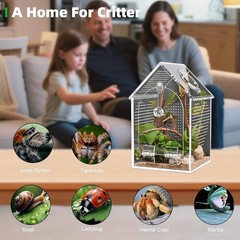 Reptile Feeding Box Transparent Habitat Cage for Cockroaches Worm Cricke