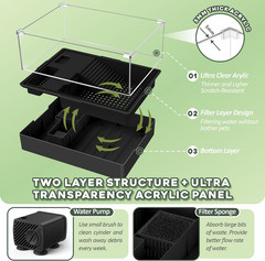 Small Turtle Tank Kit+Water Pump+Lamp, Acrylic Turtle Tank Starter Kit with Adju
