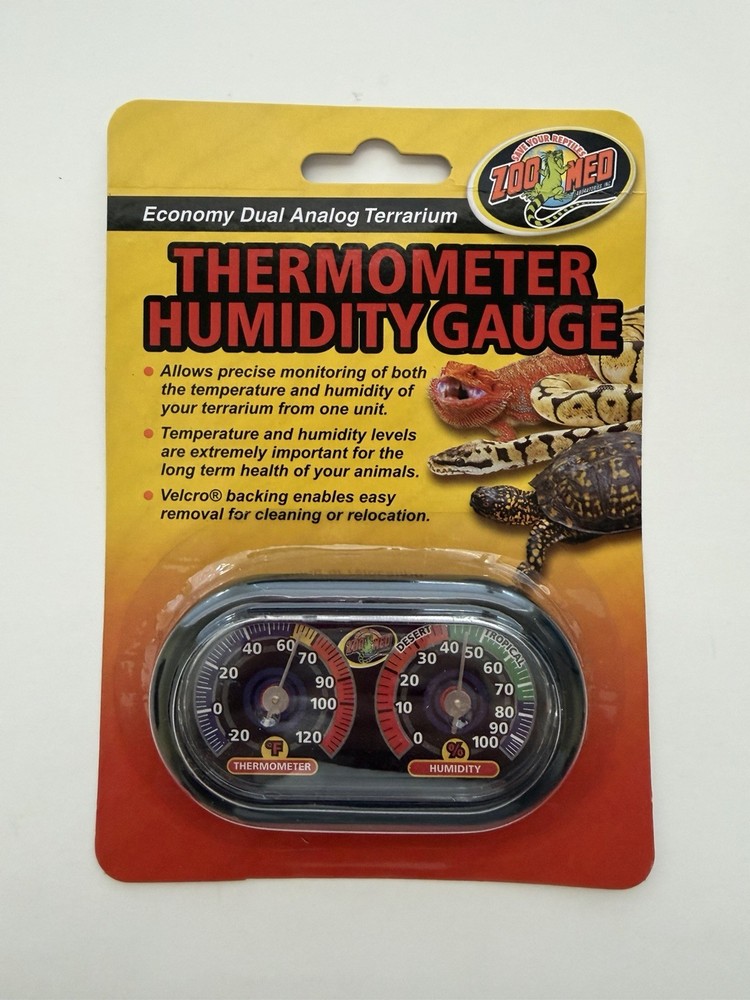 Zoo Med Economy Dual Analog Terrarium Thermometer Humidity Gauge New