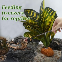 10.63″ L Aquarium Straight Feeding Tweezer for Feeding with Black Rubber Tip