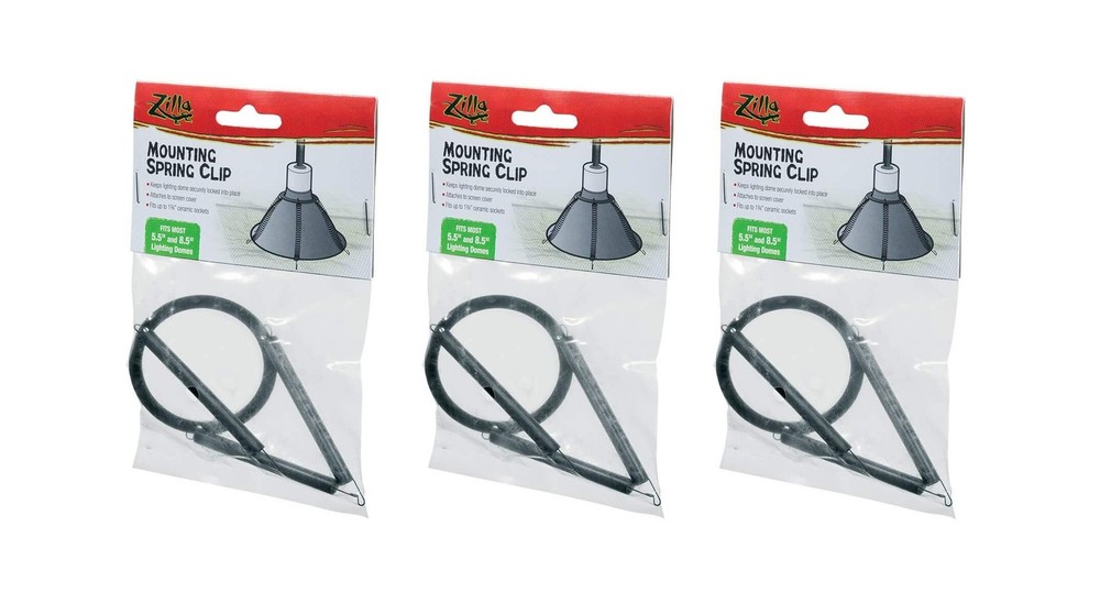 Zilla 3 Pack of Mounting Spring Clips for Reptile Habitat Lighting Domes