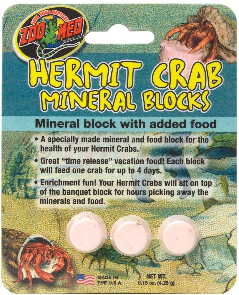 Zoo Med Hermit Crab Mineral Block with added Food Supplement – 4 Pack