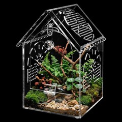 Jumping Spider House Enclosure, Seamless Acrylic Praying Mantis Habitat, 5″x5″x8