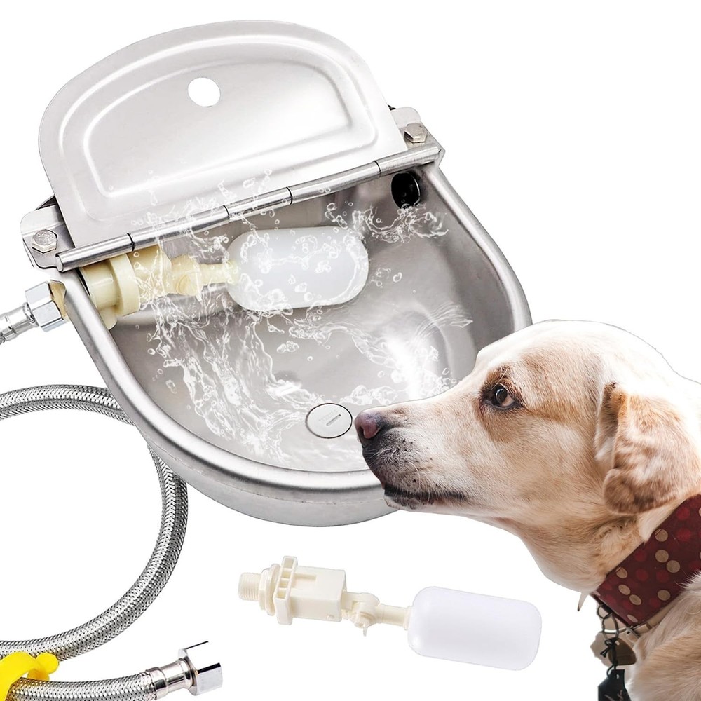 Automatic Dog Water Bowl Dispenser Large Size Pet Waterer Feeder Stainless-St…