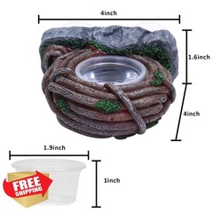 AIICIOO Reptile Feeding Ledge Bowl Amphibian Feeder Terrarium Decor Vine Dish
