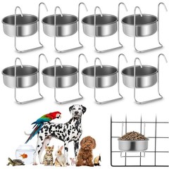 8 Pcs Stainless Steel Hanging Pet Bowl, 10 oz Kennel Food and Water Dish Feed…