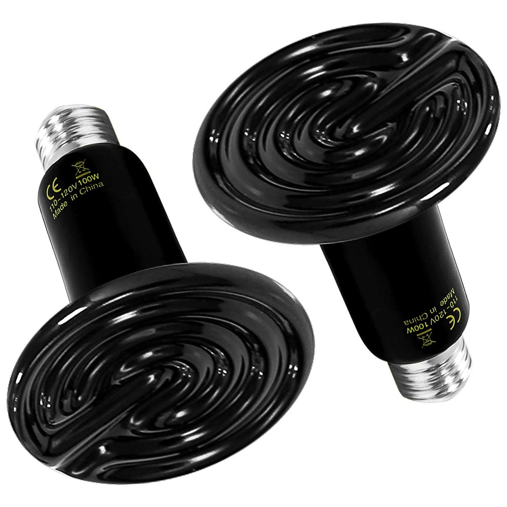 100W 2Pack Ceramic Reptile Heat Lamp Heat Emitter Bulb No Light Emitting for pet