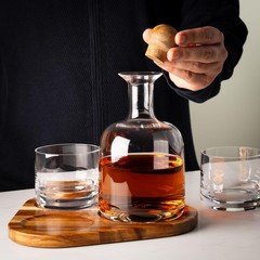 Cork & Mill Whiskey Decanter Set, Hand-Blown Lead-Free Crystal 800ml Liquor D…