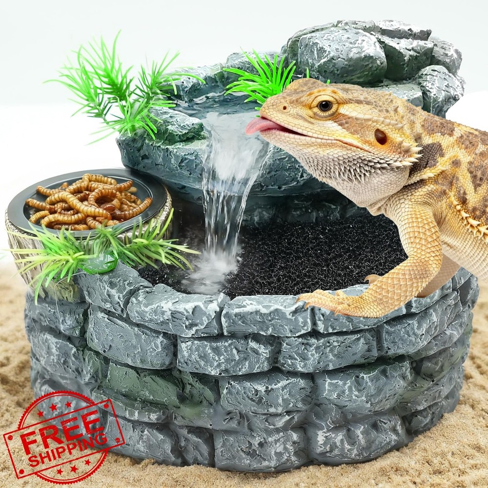 MIXJOY Reptile Water Fountain Mountain Feeding